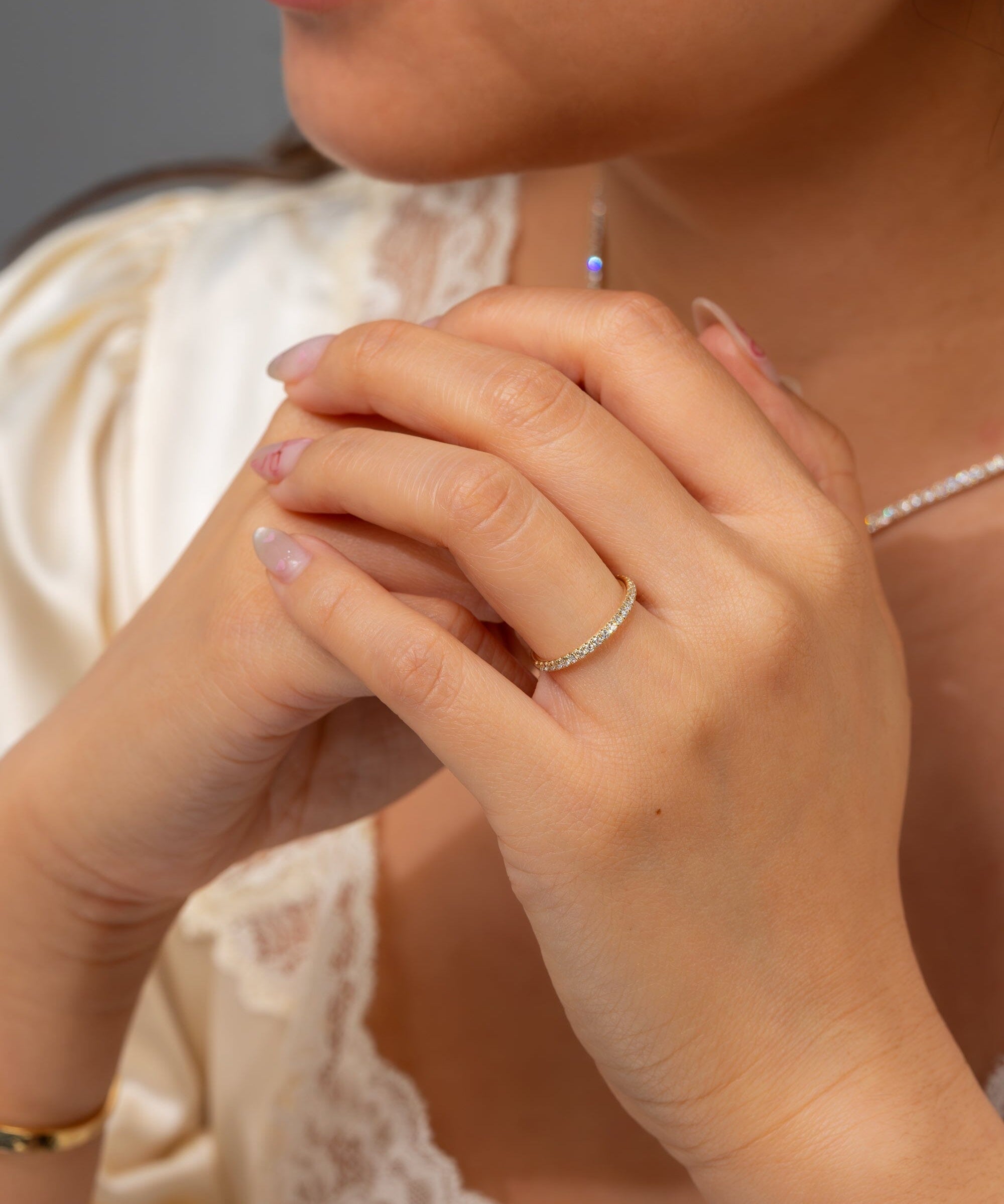 1.8mm Core Pavé Diamond Ring Rings Princess Bride Diamonds 