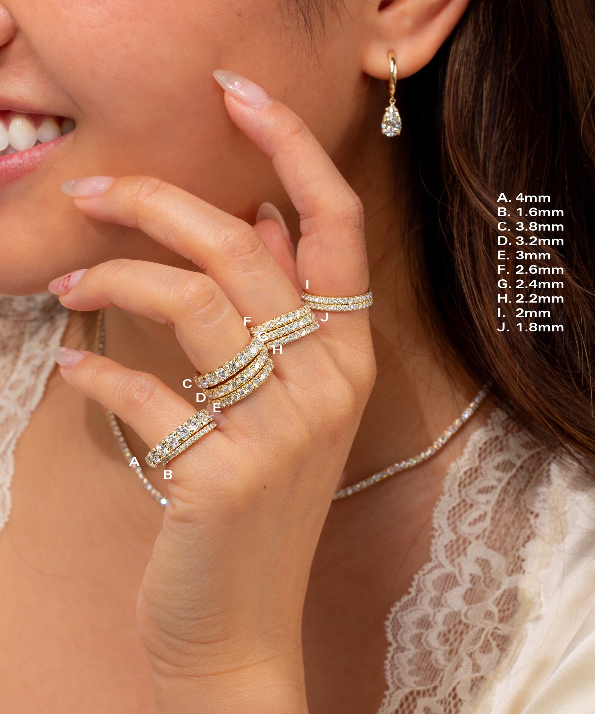 1.8mm Core Pavé Diamond Ring Rings Princess Bride Diamonds 