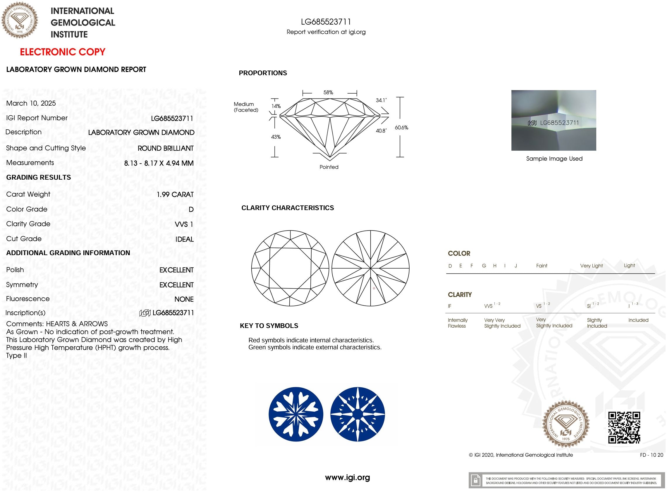 1.99 Carat D-VVS1 H&A Round Lab Grown Diamond - IGI (#53482) Loose Diamond Princess Bride Diamonds 