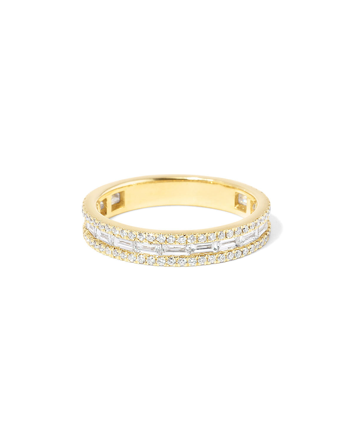 3.5mm Petite East West Baguette & Pavé Diamond Ring