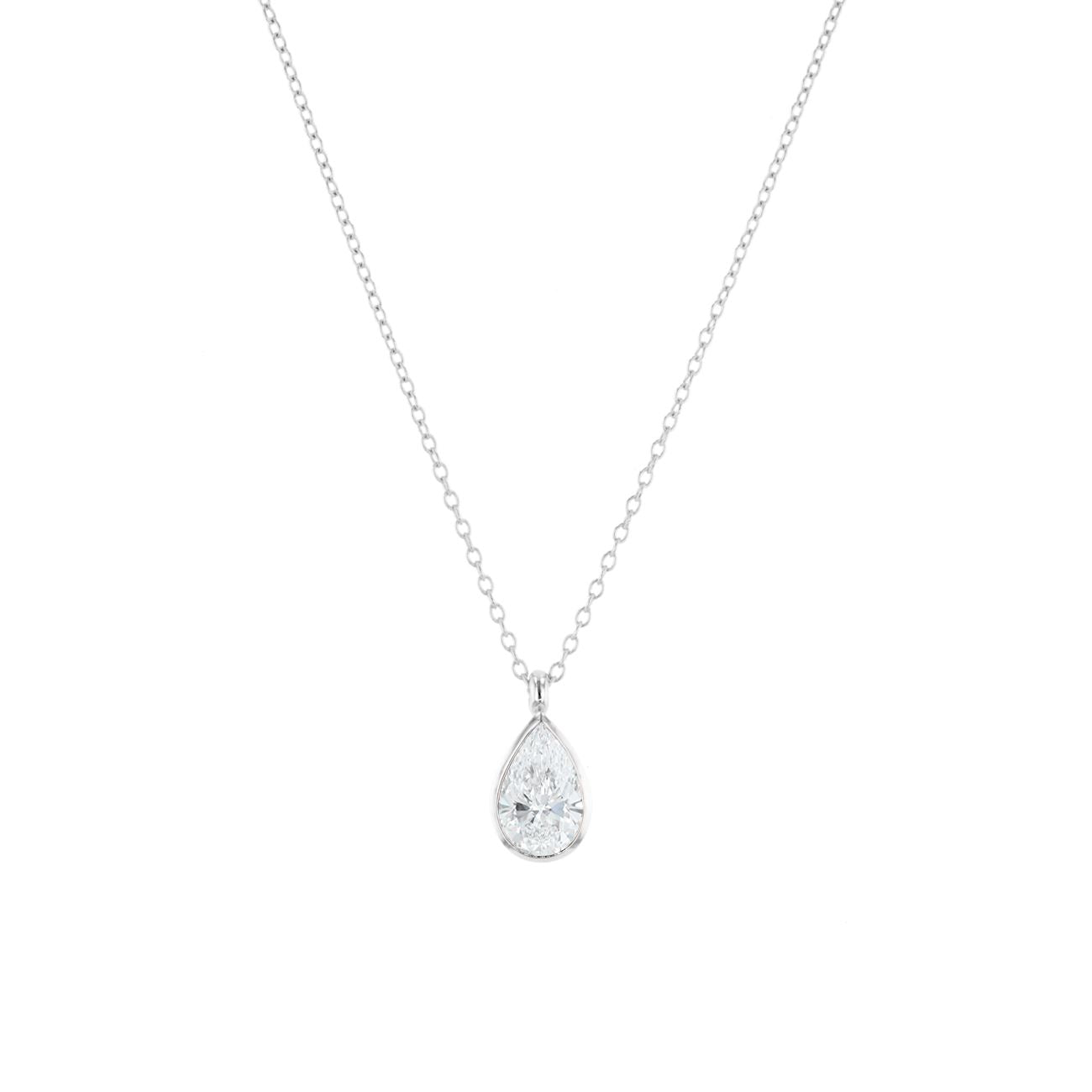1ct Lab Diamond Pear Bezel Necklace Necklaces Princess Bride Diamonds 14K White Gold 