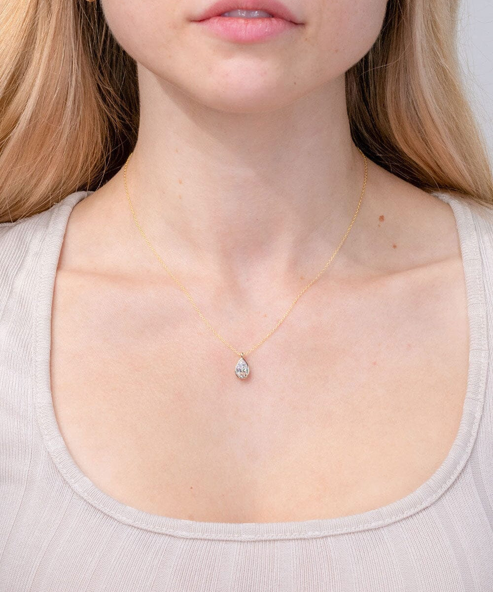 1ct Lab Diamond Pear Bezel Necklace Necklaces Princess Bride Diamonds 