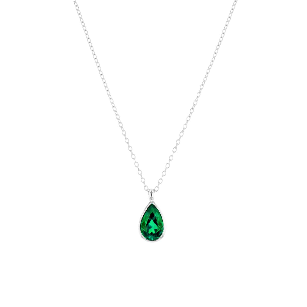 1ct Lab Emerald Pear Bezel Necklace Necklaces Princess Bride Diamonds 14K White Gold 