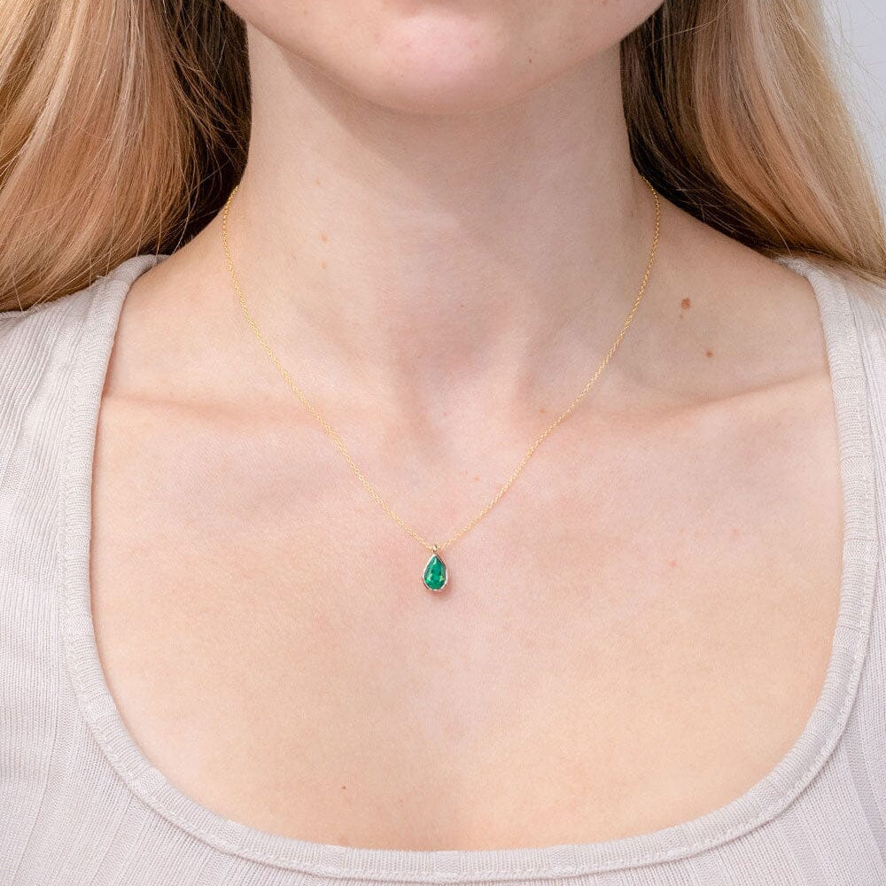 1ct Lab Emerald Pear Bezel Necklace Necklaces Princess Bride Diamonds 