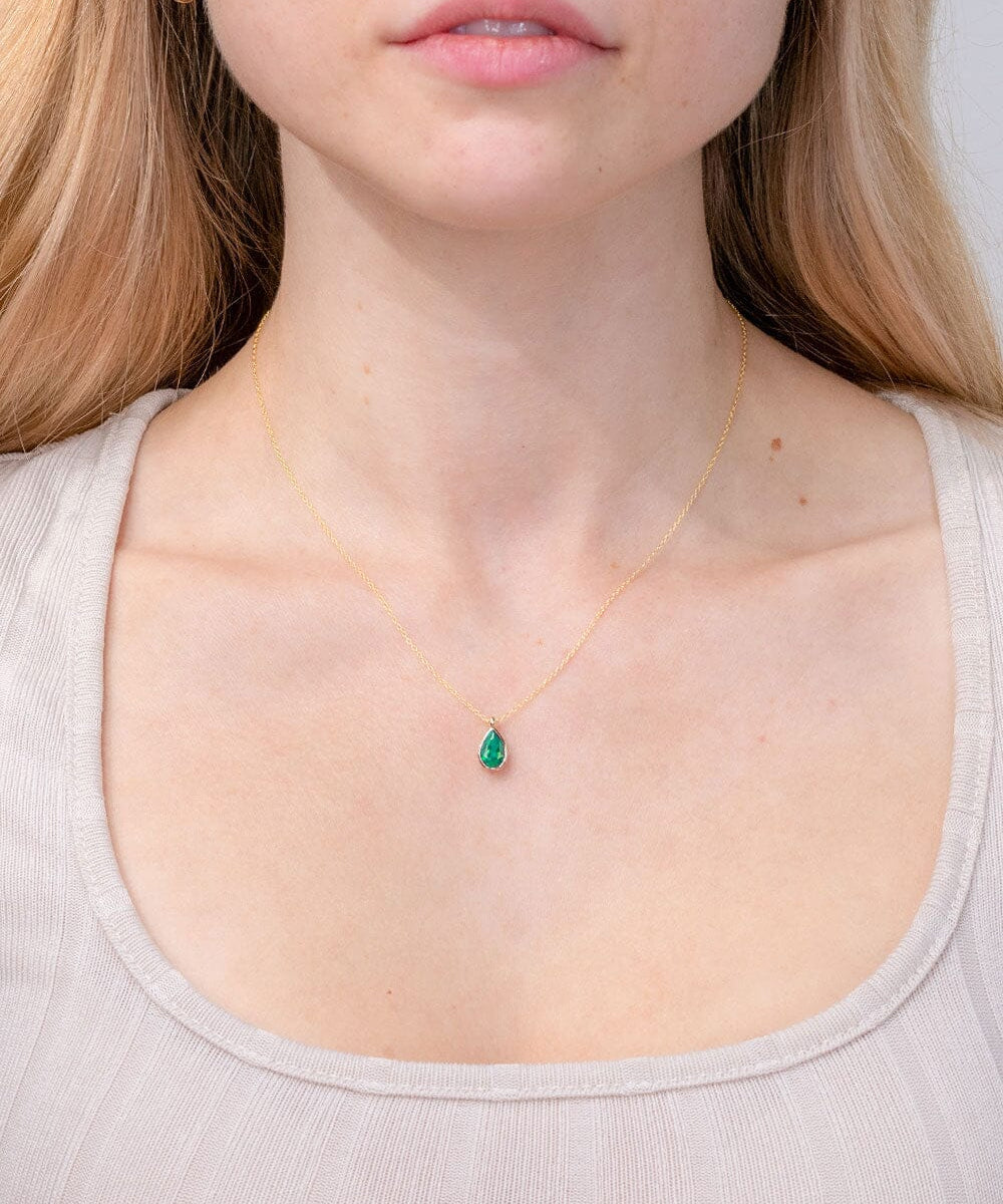 1ct Lab Emerald Pear Bezel Necklace Necklaces Princess Bride Diamonds 