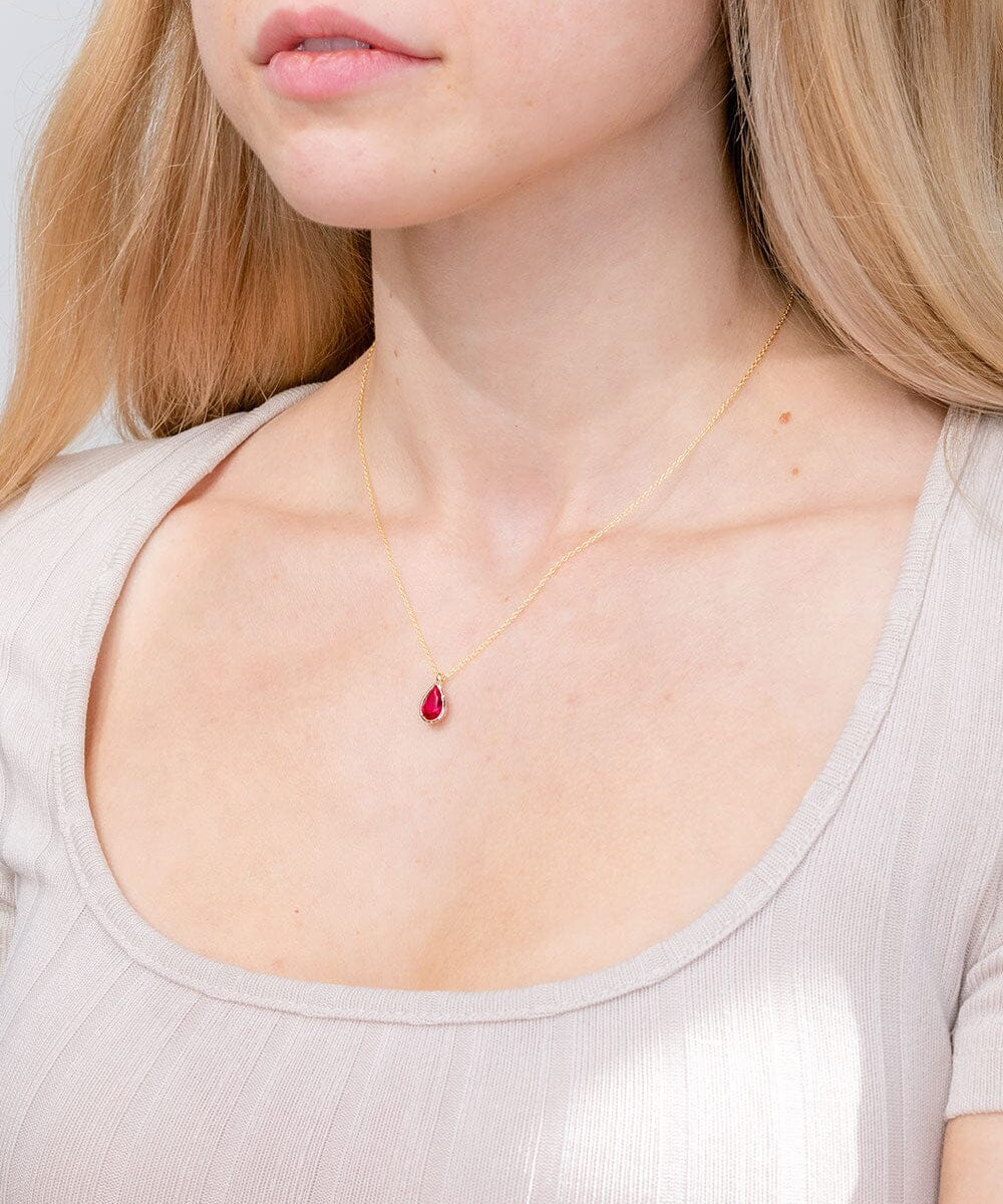 1ct Lab Ruby Pear Bezel Necklace Necklaces Princess Bride Diamonds 