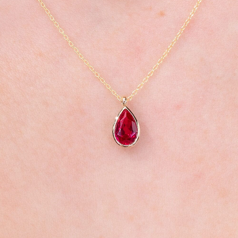 1ct Lab Ruby Pear Bezel Necklace Necklaces Princess Bride Diamonds 