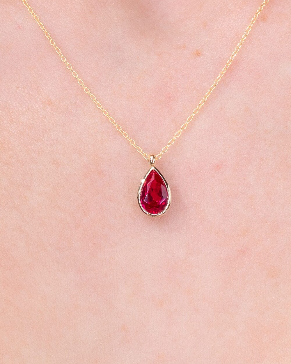 1ct Lab Ruby Pear Bezel Necklace Necklaces Princess Bride Diamonds 