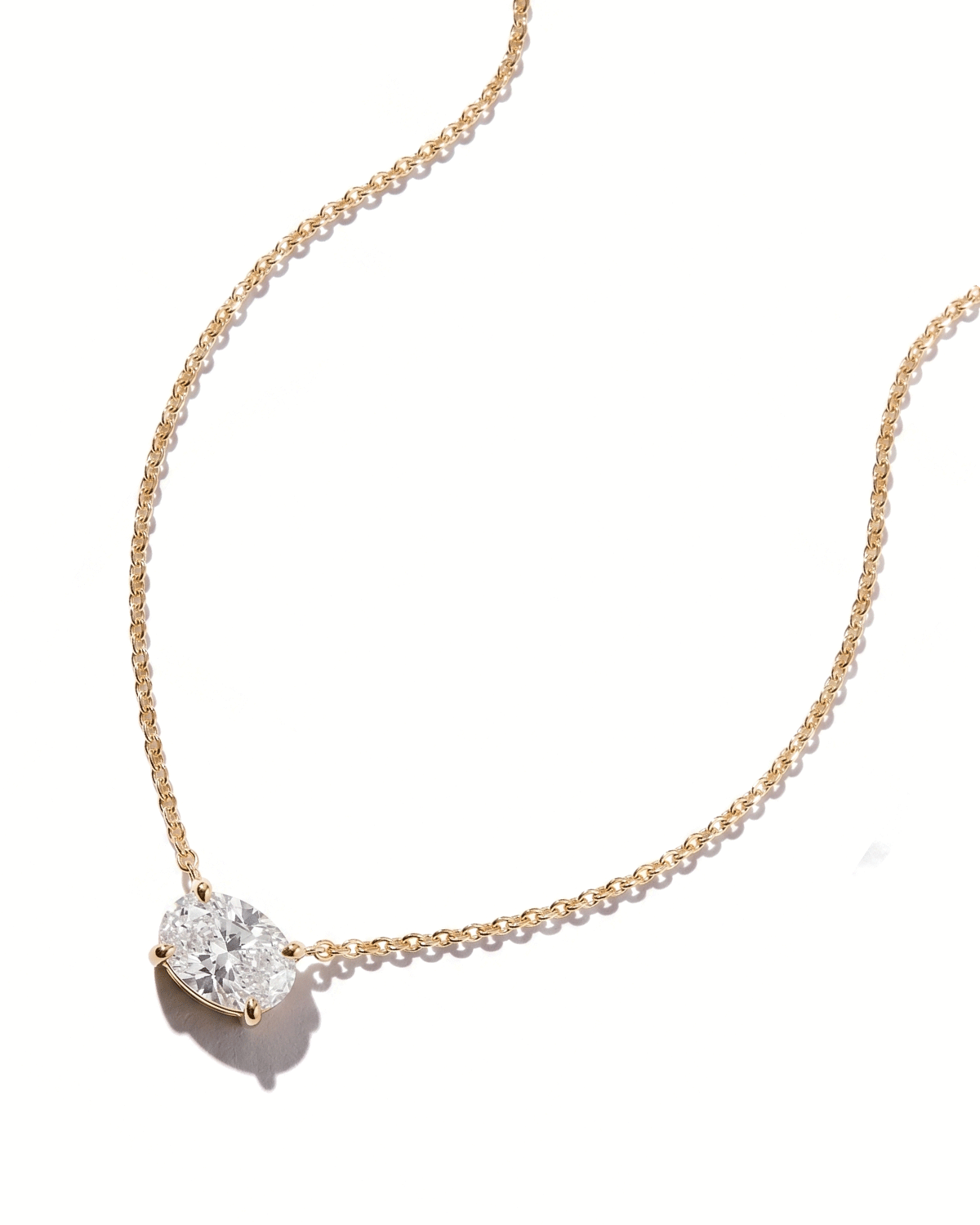 East West Oval Brandi Necklace | 1.01ct D-VVS2 Lab Diamond | 14K Yellow Gold