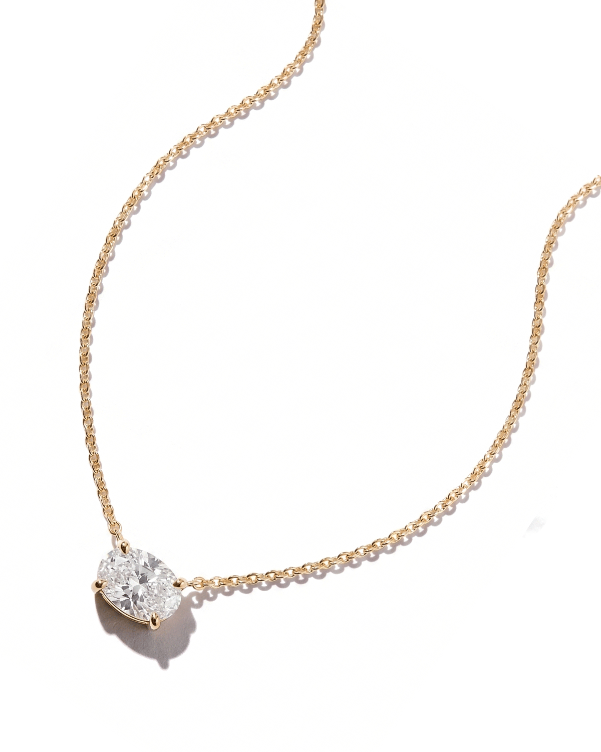 East West Oval Brandi Necklace | 1.01ct D-VVS2 Lab Diamond | 14K Yellow Gold