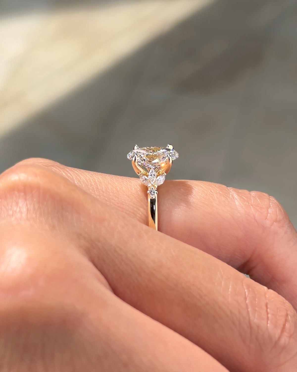 2.05ct D VVS2 oval lab grown diamond Katherine engagement ring in 14K yellow gold