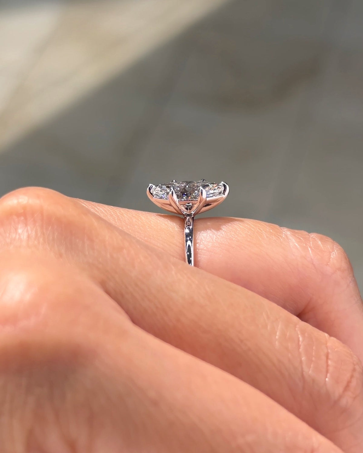 2.09ct D VVS1 marquise lab grown diamond Leah engagement ring in 14K white gold