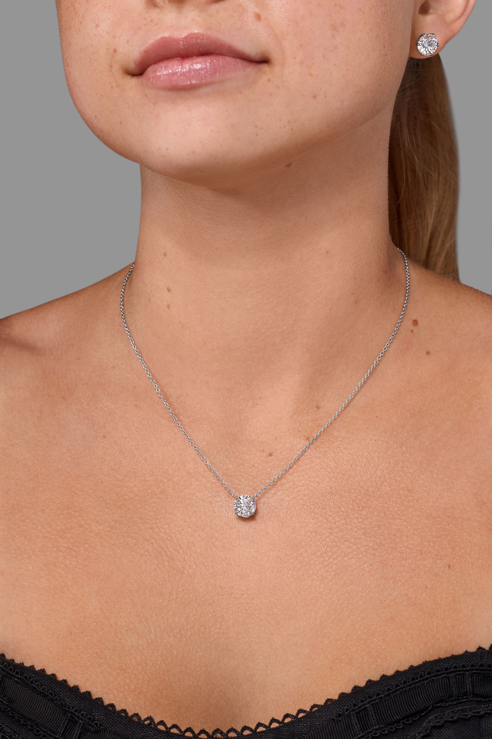 2.14ct F-VS1 Core Round Solitaire Necklace