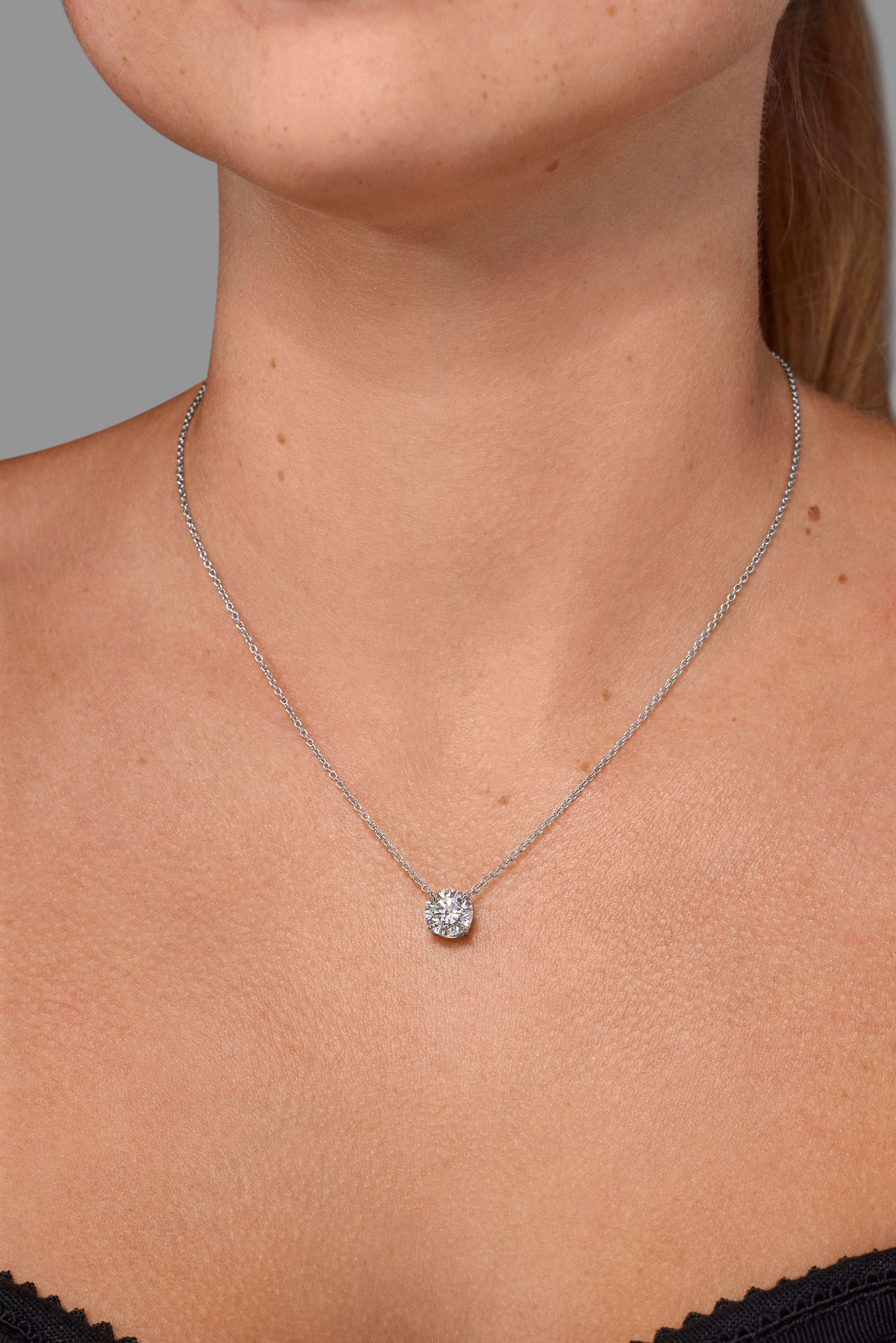 2.14ct F-VS1 Core Round Solitaire Necklace