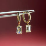 2.2ct Emerald Drop High Polish Hoops Yellow Gold