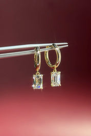 2.2ct Emerald Drop High Polish Hoops Yellow Gold