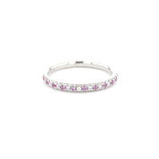 2.2mm Pavé Diamond & Pink Sapphire Ring white gold