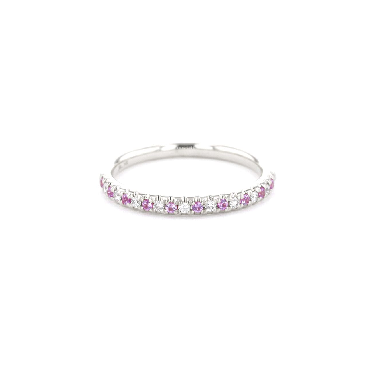 2.2mm Pavé Diamond & Pink Sapphire Ring white gold