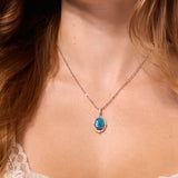 Australian Black Opal Vintage Halo Necklace