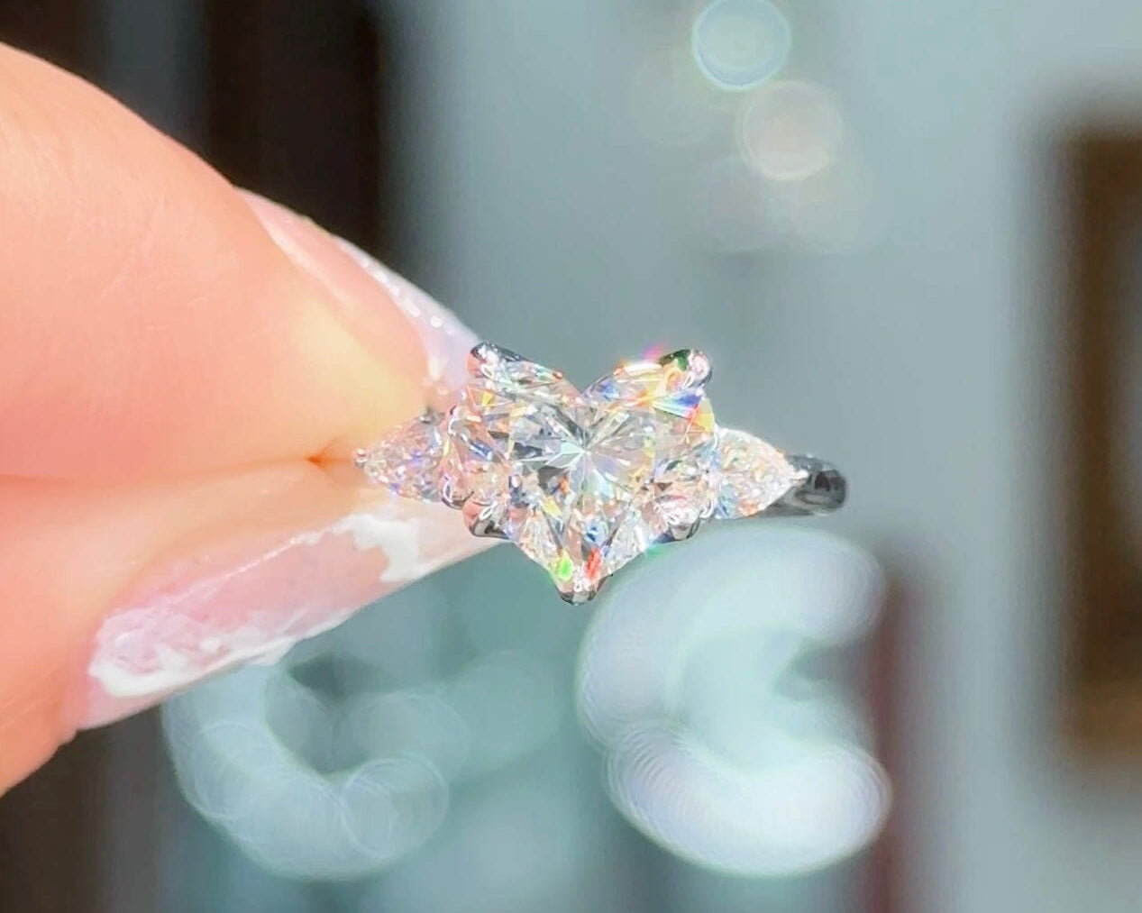 2.00ct D-VS1 Heart Lab Diamond Lisa Engagement Rings Princess Bride Diamonds 