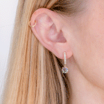 2.00ct D-VS1 Lab Diamond Round Drop Hoops 14k Yellow Gold Earrings Princess Bride Diamonds 