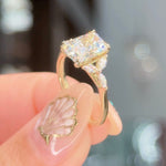 2.00ct D-VVS2 Radiant Lab Diamond Amber Engagement Rings Princess Bride Diamonds 