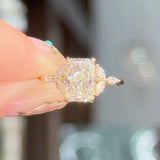 2.00ct D-VVS2 Radiant Lab Diamond Amber Engagement Rings Princess Bride Diamonds 