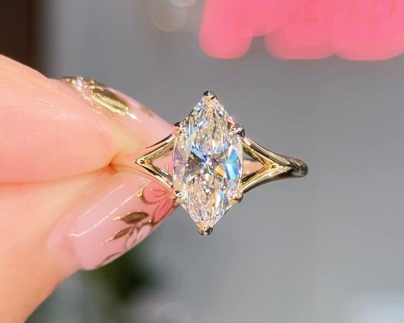 2.00ct E-VVS2 Marquise Lab Diamond Tanya Engagement Rings Princess Bride Diamonds 