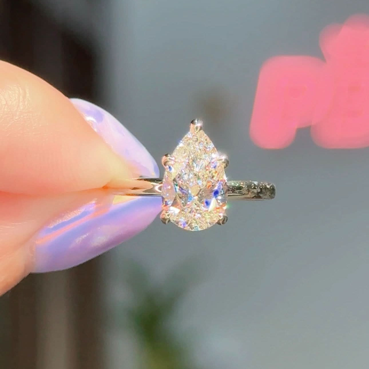 2.00ct E-VVS2 Pear Lab Diamond Kayla - PBD Engagement Rings