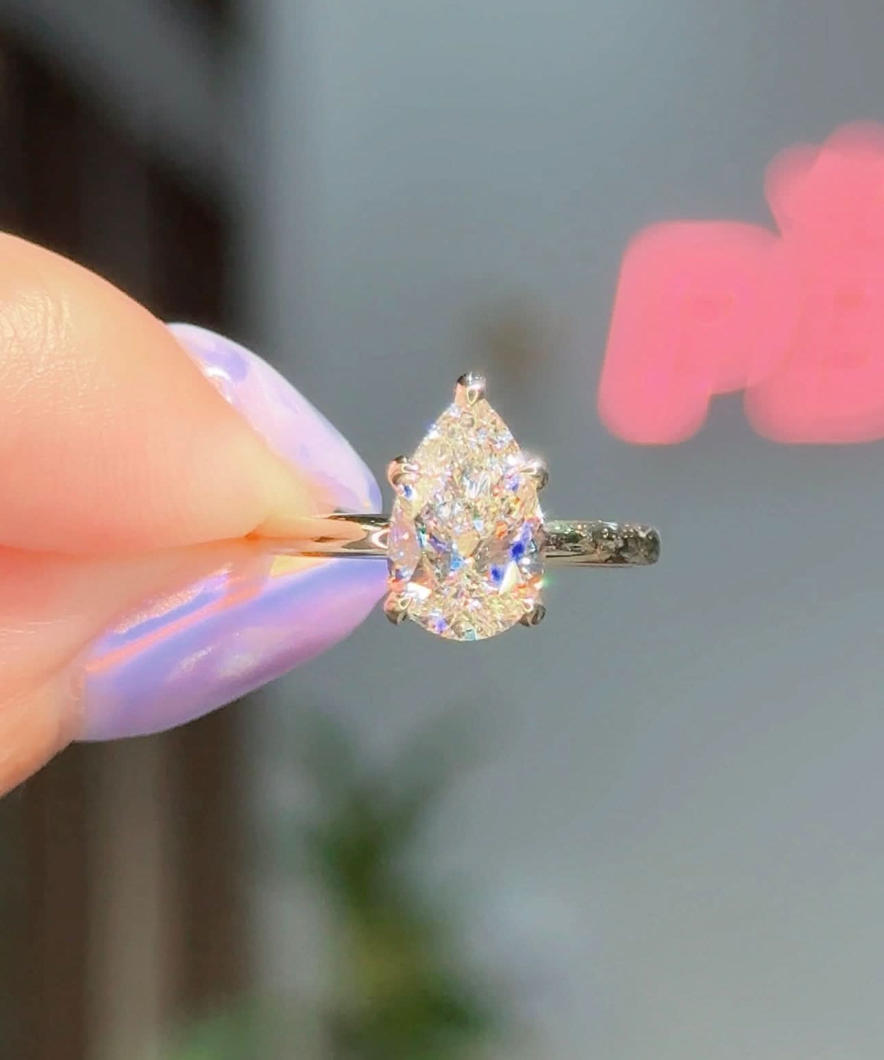 2.00ct E-VVS2 Pear Lab Diamond Kayla - PBD Engagement Rings