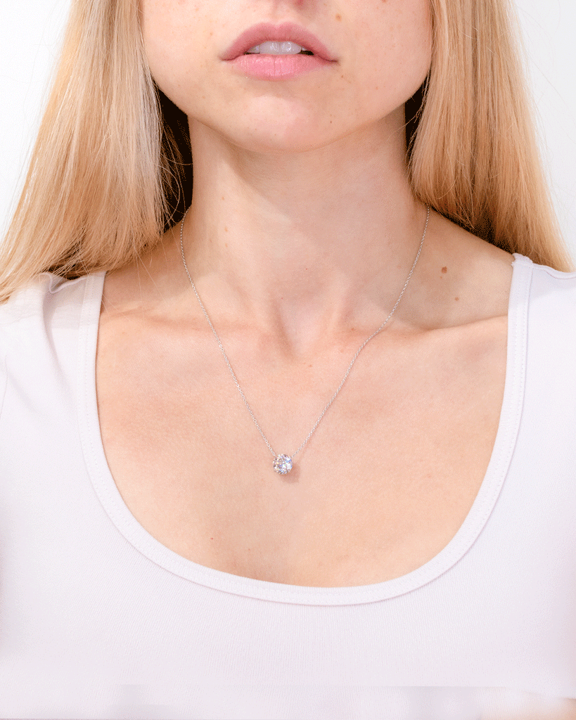 2.00ct F-VS1 Round Lab Diamond 14k White Gold Pendant Necklaces Princess Bride Diamonds 