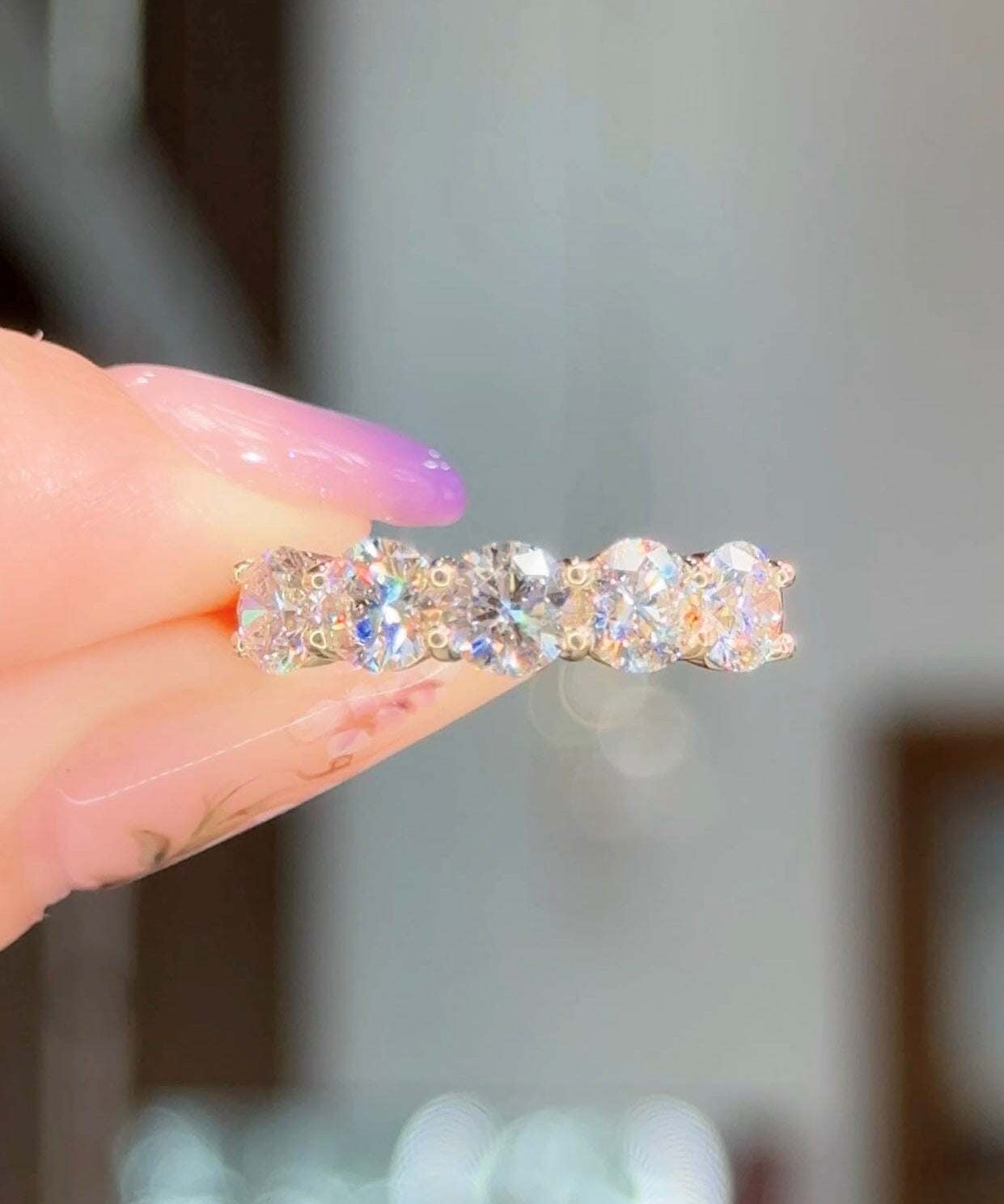 2.00cttw D-VVS2 5-Stone Lab Diamond Ring Rings Princess Bride Diamonds 