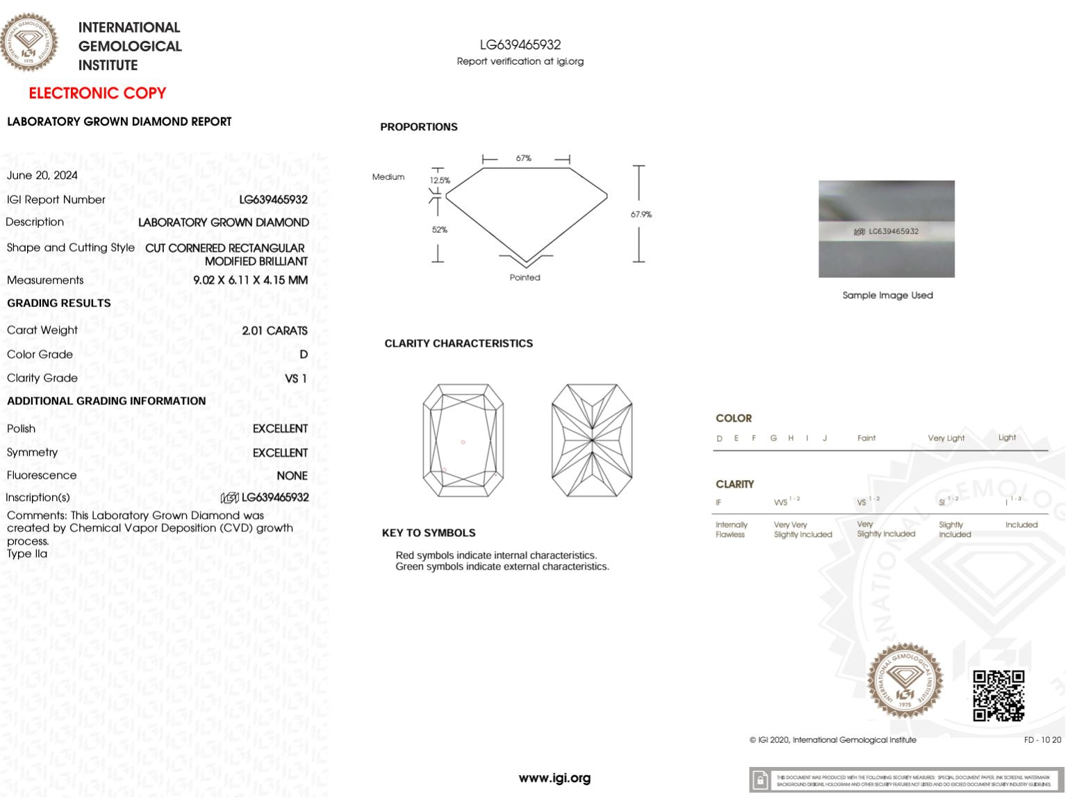 2.01 Carat D-VS1 Radiant Lab Grown Diamond - IGI (#48983) Loose Diamond Princess Bride Diamonds 