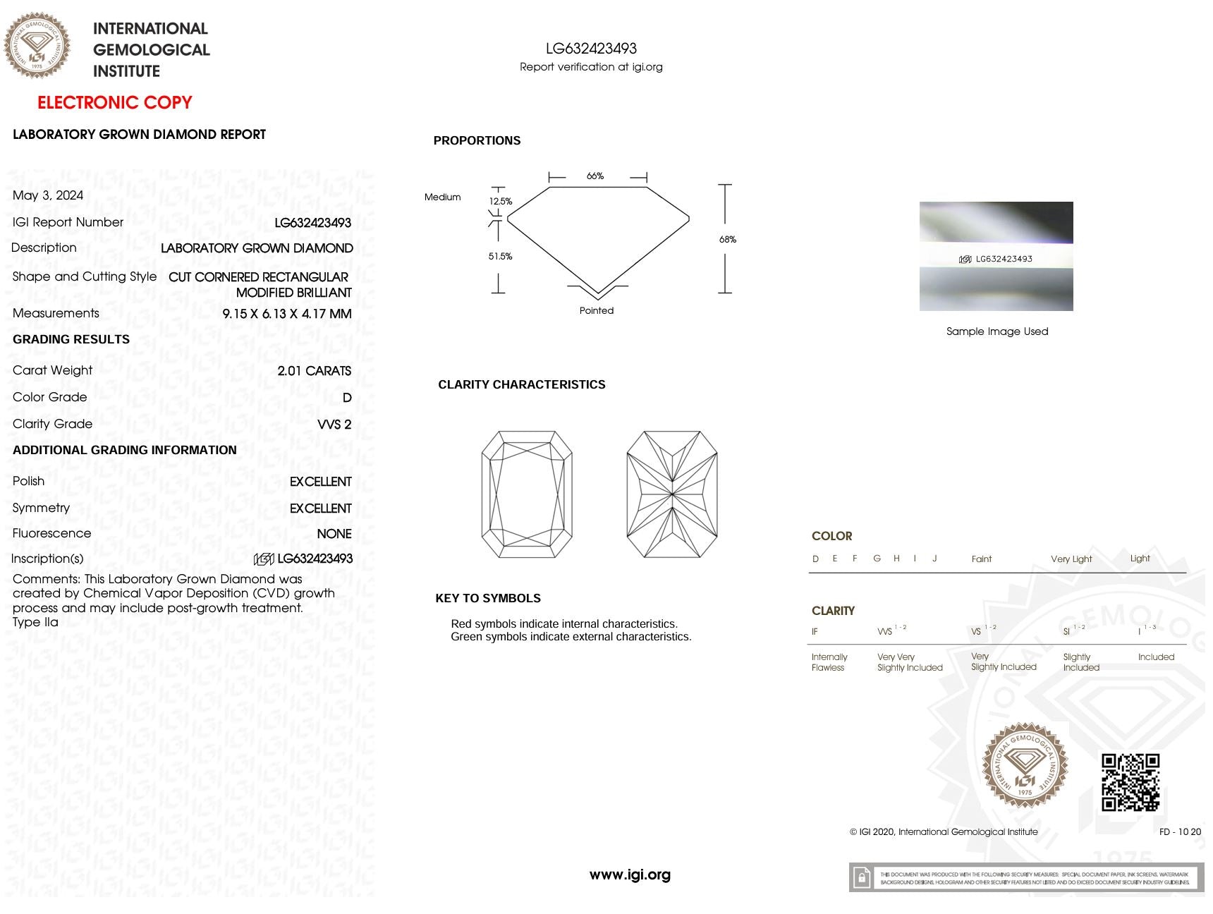 2.01 Carat D-VVS2 Radiant Lab Grown Diamond - IGI (#5372) Loose Diamond Princess Bride Diamonds 