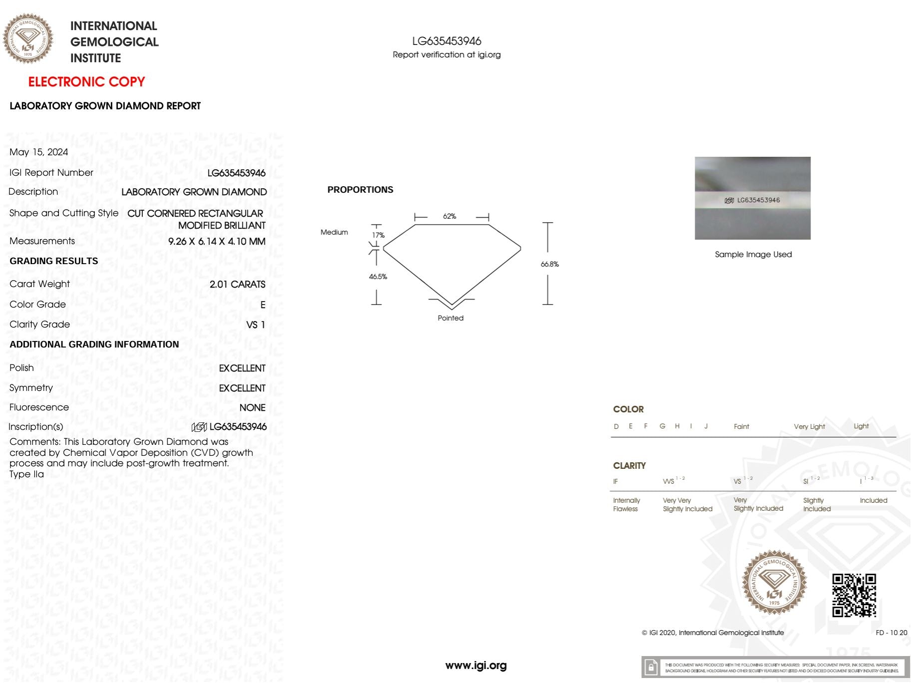 2.01 Carat E-VS1 Radiant Lab Grown Diamond - IGI (#48648) Loose Diamond Princess Bride Diamonds 