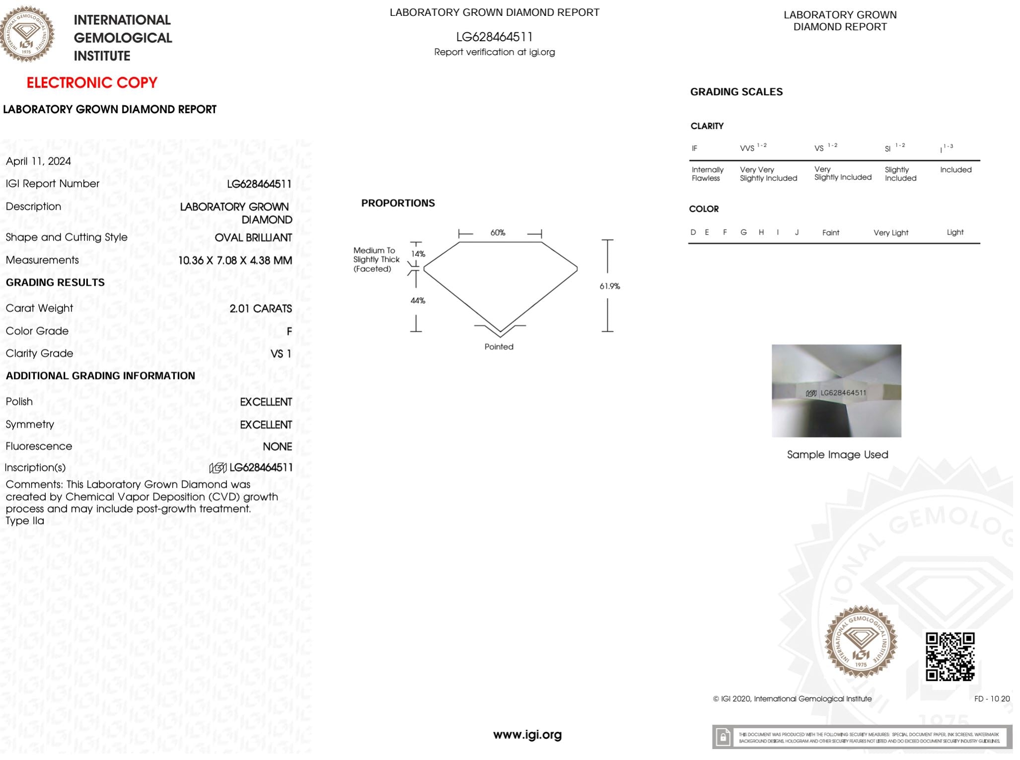 2.01 Carat F-VS1 Oval Lab Grown Diamond - IGI (#49302) Loose Diamond Princess Bride Diamonds 