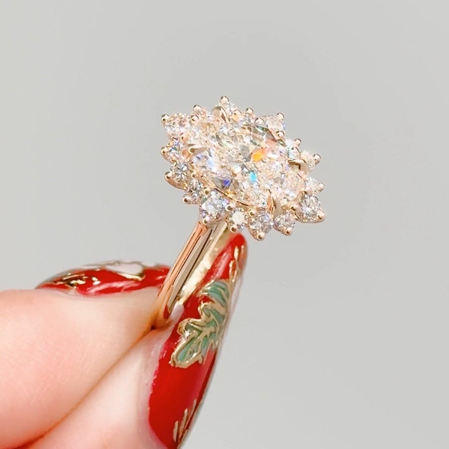 2.01ct D-VS1 Oval Lab Diamond Duchess Engagement Rings Princess Bride Diamonds 