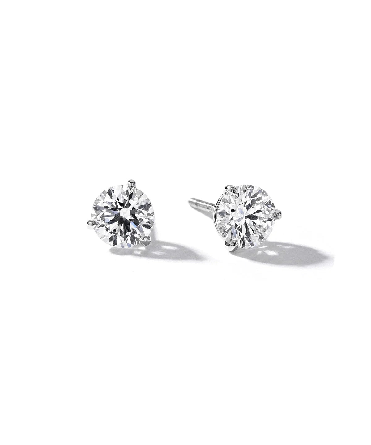 2.01ct D-VVS2 Core Round Lab Diamond Martini Studs - PBD Earrings