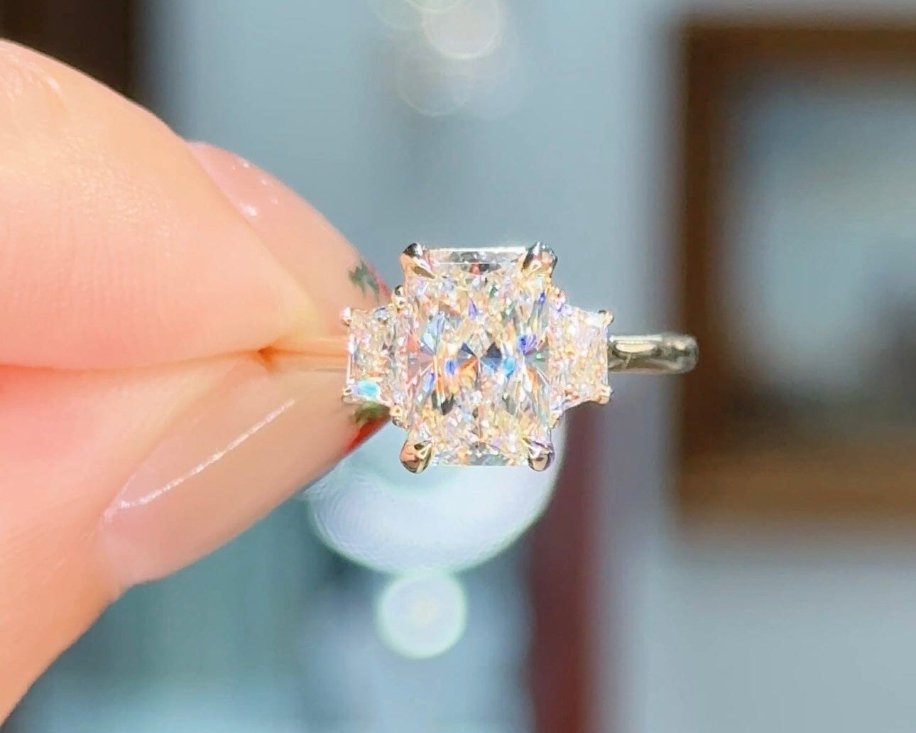 2.01ct E-VS1 Radiant Lab Diamond Lucia Engagement Rings Princess Bride Diamonds 