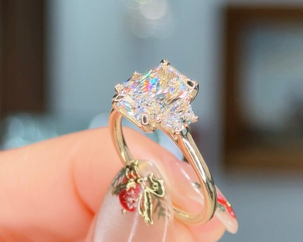 2.01ct E-VS1 Radiant Lab Diamond Lucia Engagement Rings Princess Bride Diamonds 