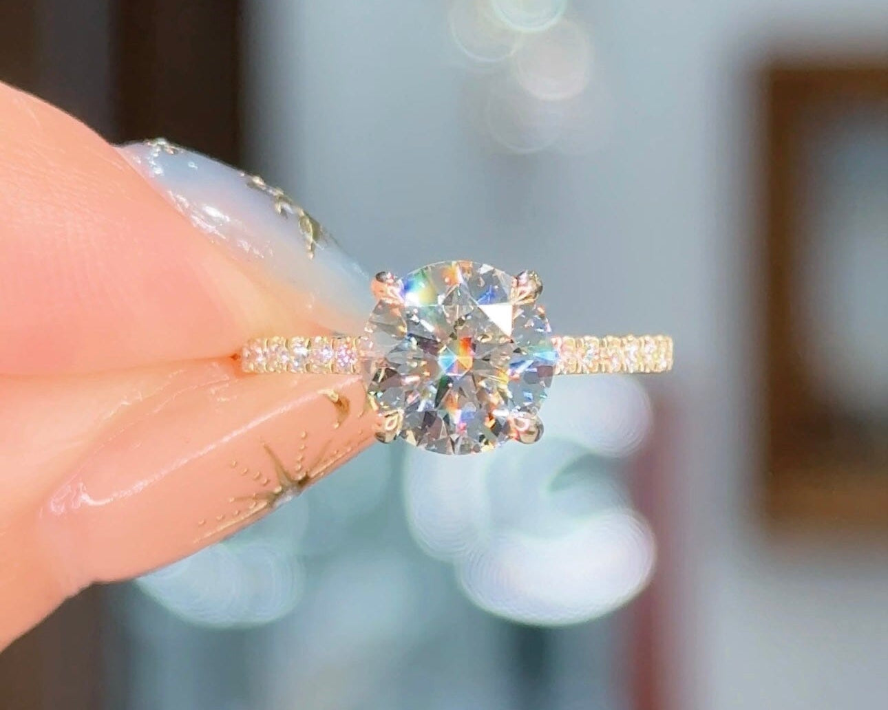 2.01ct E-VS1 Round Lab Diamond Alice Engagement Rings Princess Bride Diamonds 