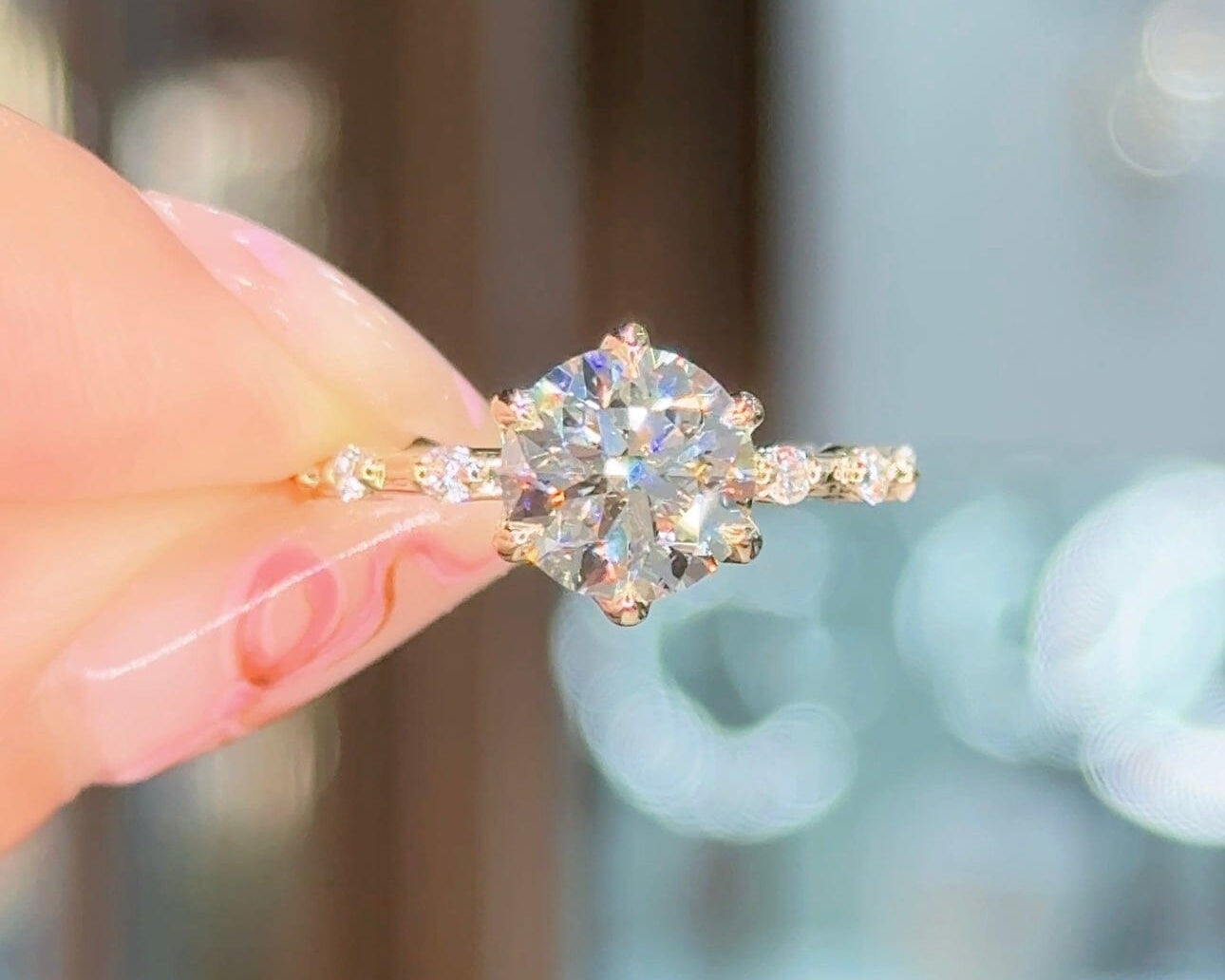 2.01ct E-VVS2 Round Lab Diamond Lila Engagement Rings Princess Bride Diamonds 