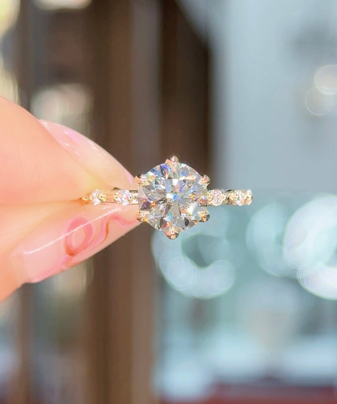 2.01ct E-VVS2 Round Lab Diamond Lila Engagement Rings Princess Bride Diamonds 