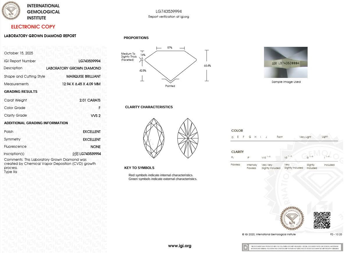2.01ct F - VVS2 Marquise Lab Diamond Leah Cathedral - PBD Engagement Rings