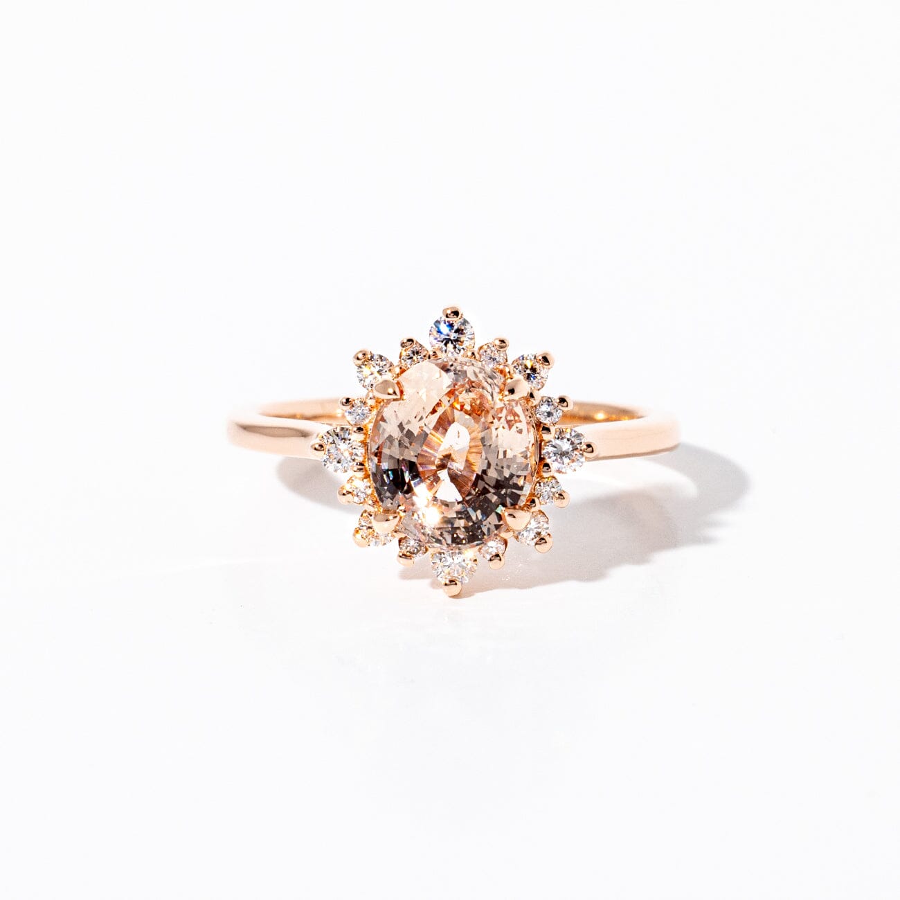 2.01ct Peach Oval Sapphire Duchess Rings Princess Bride Diamonds 