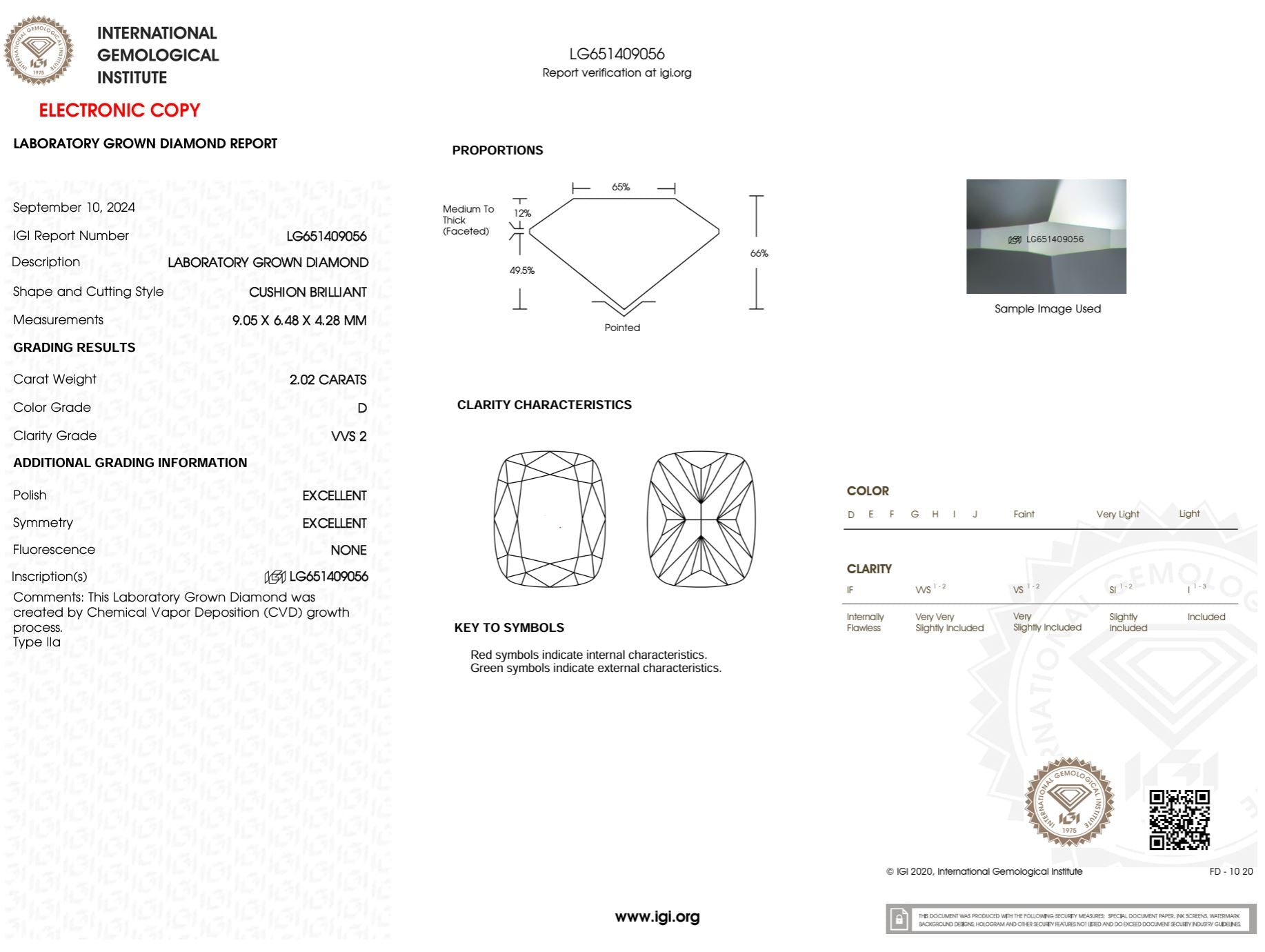 2.02 Carat D-VVS2 Elongated Cushion Lab Grown Diamond - IGI (#50890) Loose Diamond Princess Bride Diamonds 