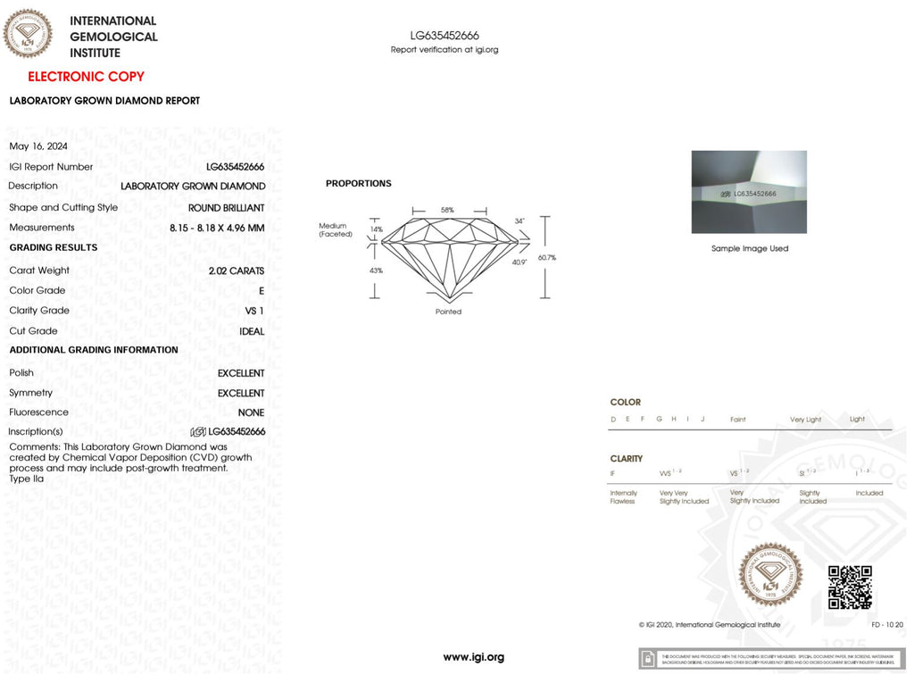 2.02 Carat E-VS1 Round Lab Grown Diamond - IGI (#50005) Loose Diamond Princess Bride Diamonds 