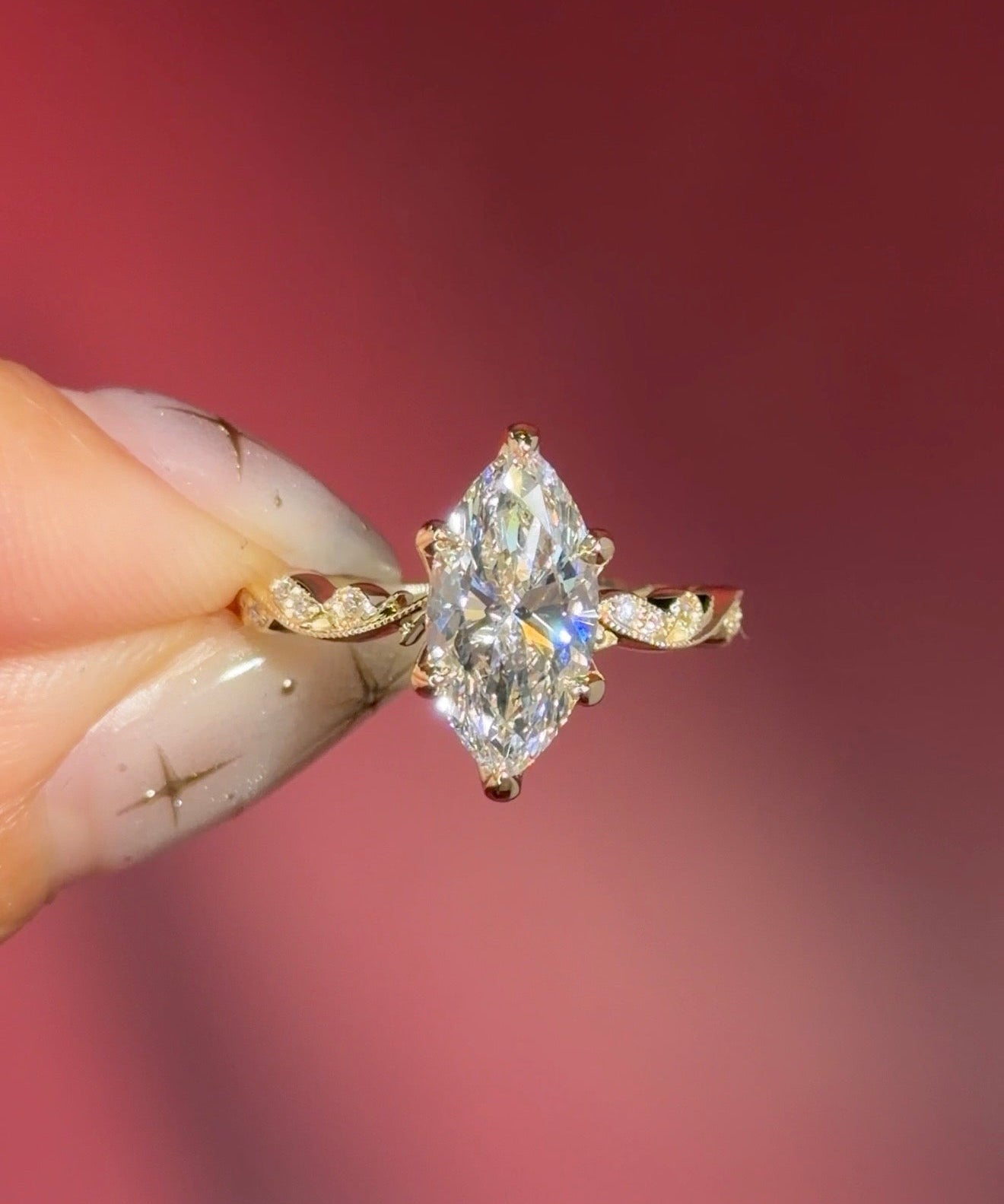 2.02ct D - VS1 Marquise Lab Diamond Rosette - PBD Engagement Rings