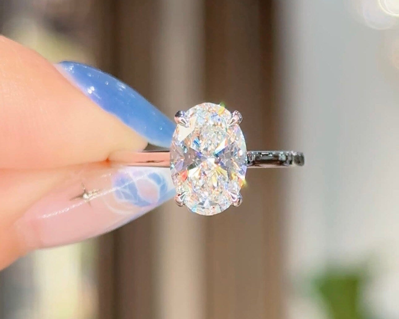 2.02ct D-VS1 Oval Lab Diamond Alice Engagement Rings Princess Bride Diamonds 