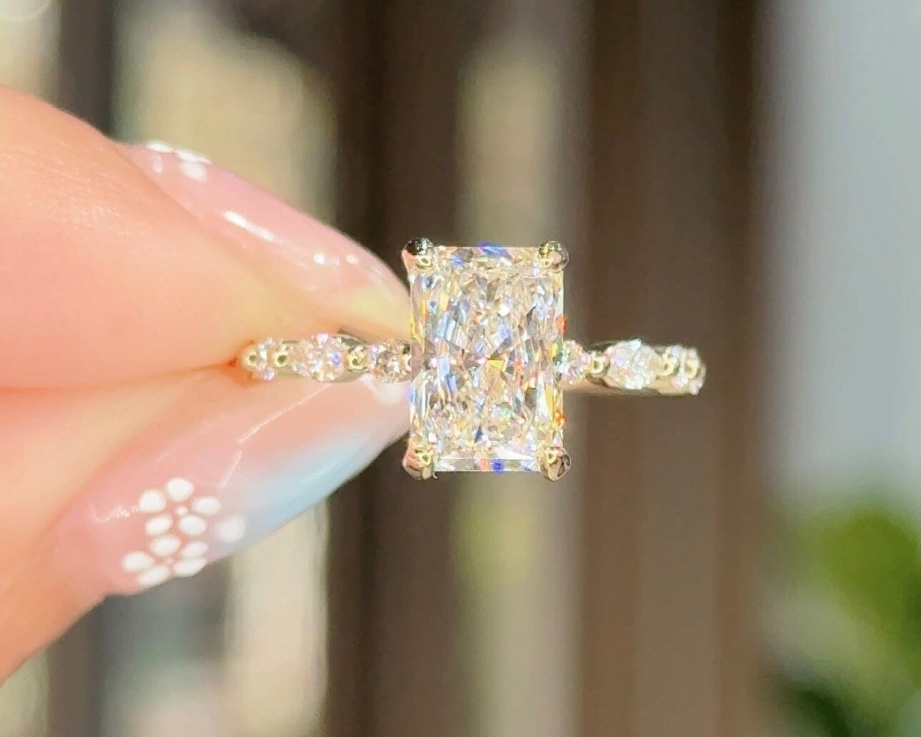 2.02ct D-VS1 Radiant Lab Diamond Rei Engagement Rings Princess Bride Diamonds 